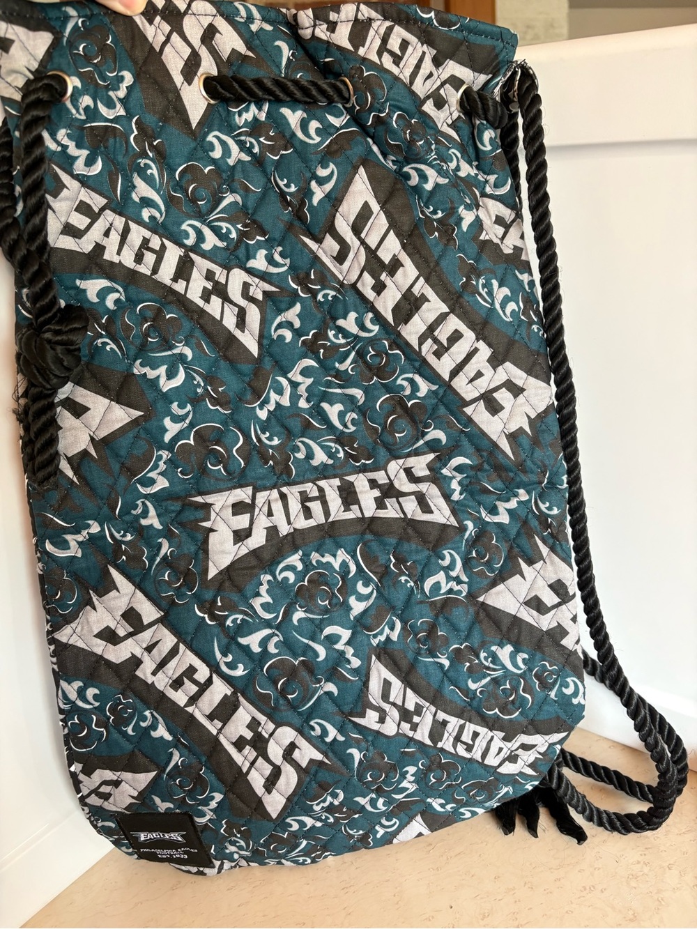 Philadelphia Eagles Drawstring Quilted Cotton Fabric Backpack